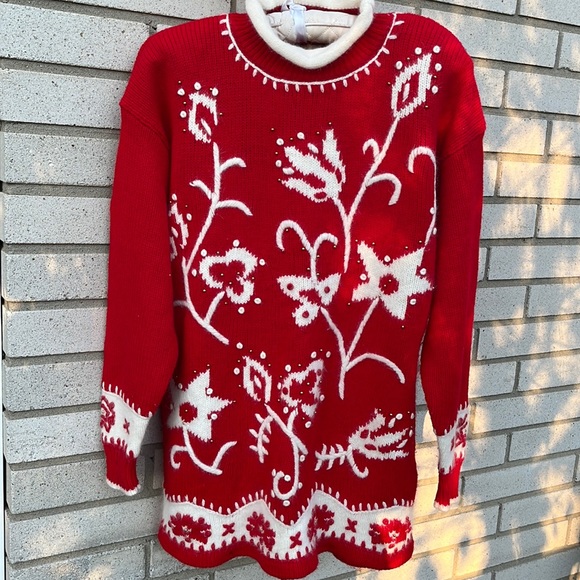 Dana Scott Sweater (Tunic) Good for Christmas and NY Wool/Angora/Acrylic - Picture 1 of 4